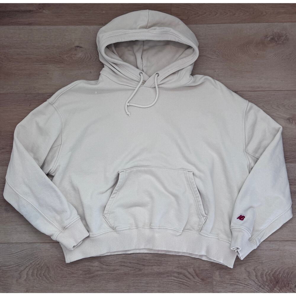 New Balance Heavyweight Cream Hoodie Sweatshirt XL